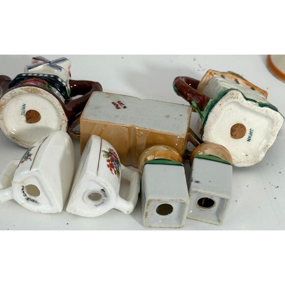 Lot 5 Vintage Ceramic Salt Pepper Shakers Irons Hand Bells Tea Pots Pitcher Bowl - Picture 6 of 11